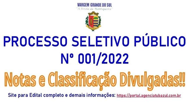 AS NOTAS DAS PROVAS DO PROCESSO SELETIVO Nº 001/2022 FORAM DIVULGADAS