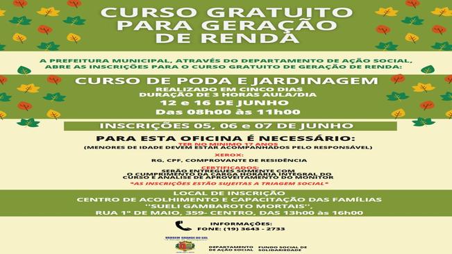 CURSO GRATUITO - PODA E JARDINAGEM