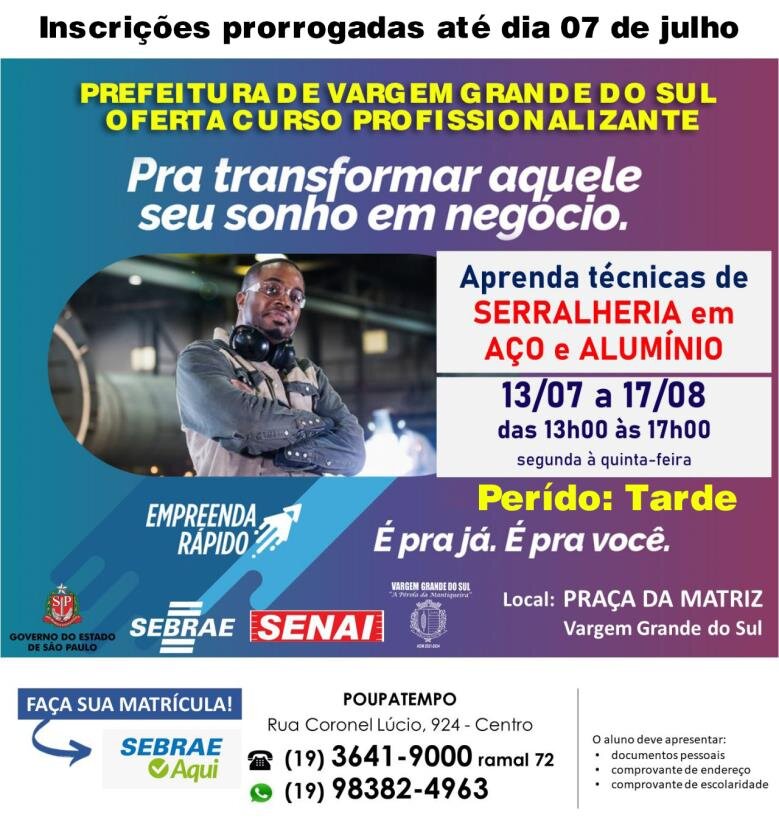 CURSO GRATUITO DE SERRALHERIA EM AÇO ALUMÍNIO