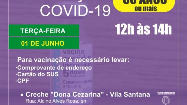 VACINAÇÃO COVID-19: 50 ANOS OU MAIS 1ª DOSE