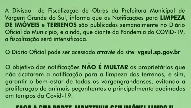 ATENÇÃO PROPRIETÁRIOS DE TERENOS