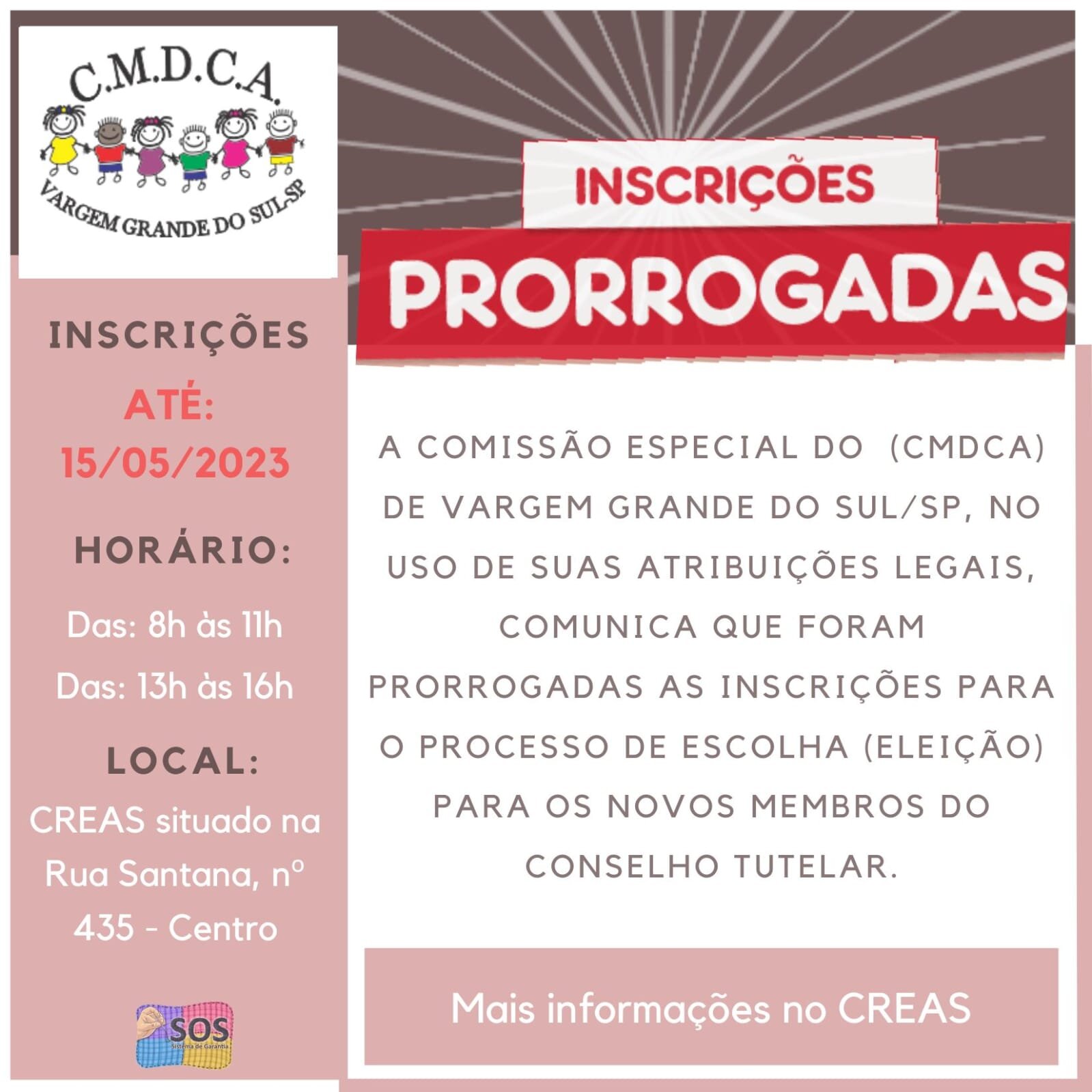 INSCRIÇÕES PARA CONSELHEIROS TUTELARES ENCERRAM HOJE