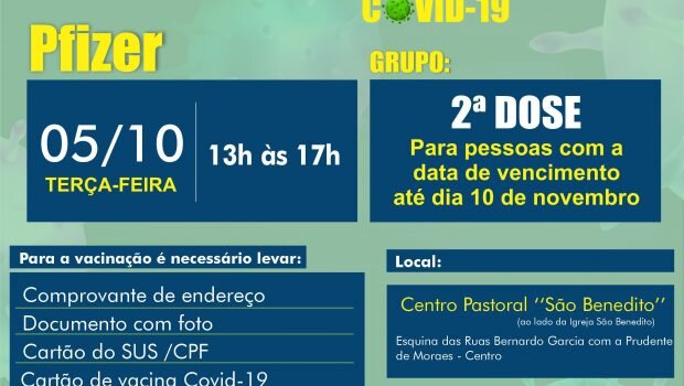 VACINAÇÃO DE 2ª DOSE contra a COVID-19 PFIZER