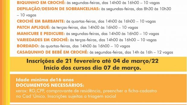 INSCRIÇÕES PARA CURSO DE CAPACITAÇÃO DO FORTALECENDO A FAMÍLIA