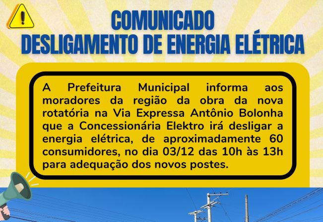 COMUNICADO DE DESLIGAMENTO DE ENERGIA ELÉTRICA