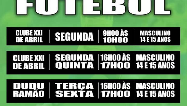 COMEÇARAM OS TREINAMENTOS DE FUTEBOL DA ESCOLINHA DE ESPORTES Sub-15