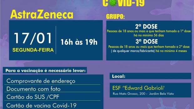 VACINAÇÃO 2ª e 3ª DOSE – ASTRAZENECA
