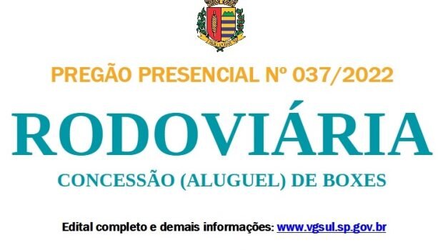PREFEITURA LIBERA EDITAL PARA CONCESSÃO (ALUGUEL) DE 03 BOXES DA RODOVIÁRIA