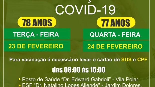 VACINAÇÃO CONTRA COVID-19 EM IDOSOS COM 78 E 77 ANOS