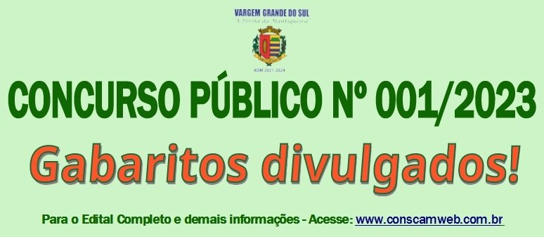 OS GABARITOS DAS PROVAS OBJETIVAS DO CONCURSO PÚBLICO Nº 001/2023 FORAM DIVULGADOS