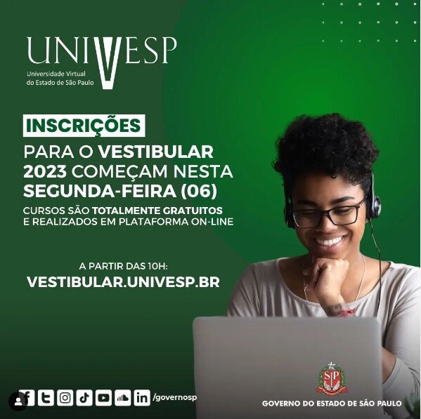 VESTIBULAR UNIVESP ABRE INSCRIÇÕES HOJE, DIA 06.