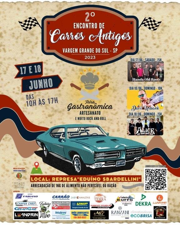 VEM AI O 2º ENCONTRO DE CARROS ANTIGOS E FEIRA GASTRÔNOMICA NOS DIAS 17 E 18 DE JUNHO