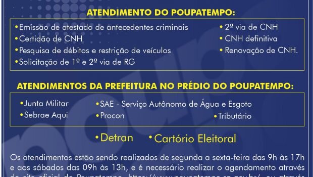 ATENDIMENTOS REALIZADOS NO POUPATEMPO
