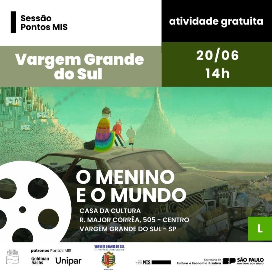 HOJE SERÁ EXIBIDO O FILME “O MENINO E O MUNDO” NA CASA DA CULTURA