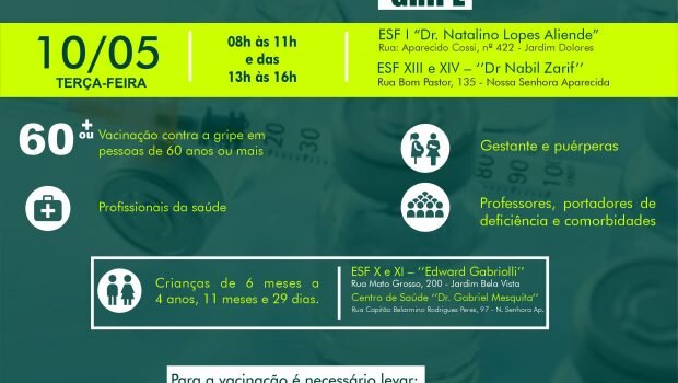 AMANHÃ TEM VACINAÇÃO CONTRA GRIPE E COVID-19!