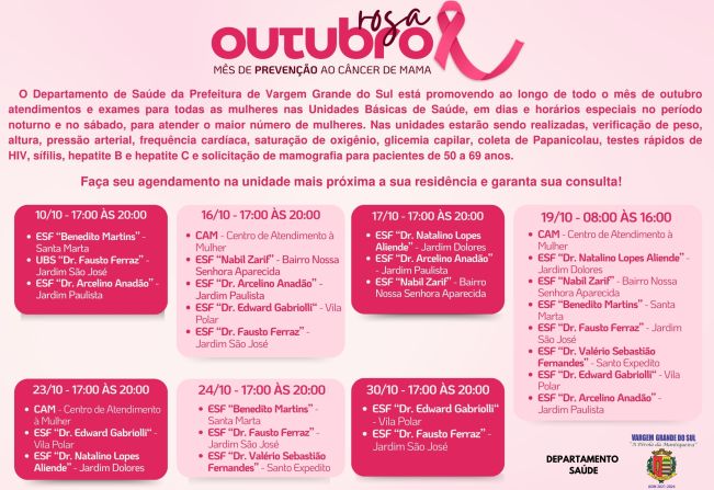 OUTUBRO ROSA ALERTA SOBRE PREVENÇÃO E DIAGNÓSTICO PRECOCE DO CÂNCER DE MAMA