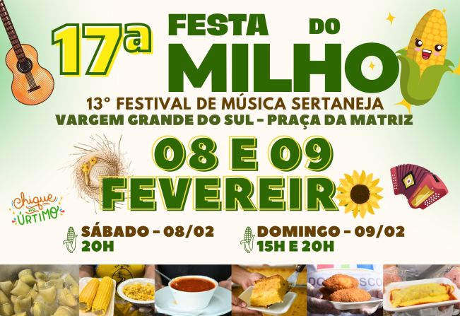 DIVINO E DONIZETE IRÃO REALIZAR O SHOW DE ENCERRAMENTO DA 17ª FESTA DO MILHO
