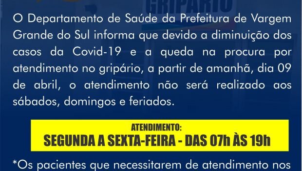 GRIPÁRIO: MUDANÇA NO ATENDIMENTO