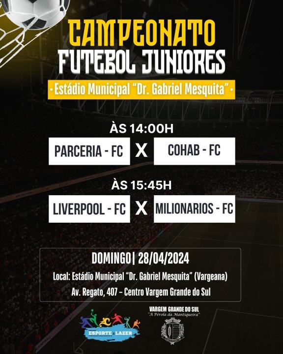 VEM AÍ O CAMPEONATO DE FUTEBOL JUNIORES 2024