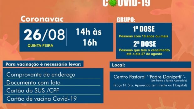 VACINAÇÃO 1ª DOSE e 2ª DOSE CORONAVAC contra a COVID-19