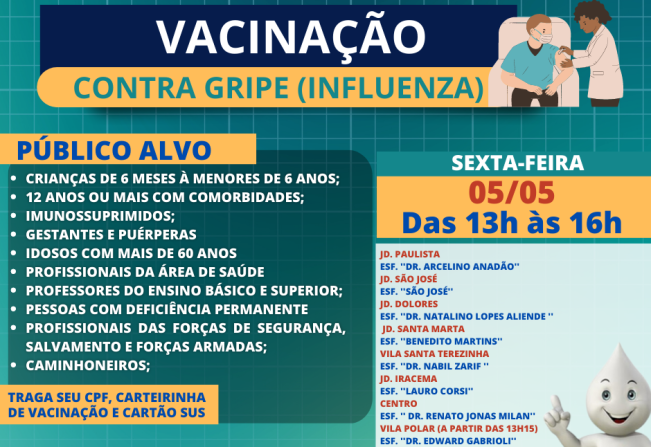 VACINAÇÃO GRIPE (INFLUENZA) - 05.05.2023