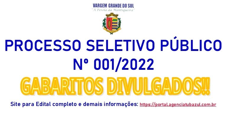 OS GABARITOS DAS PROVAS OBJETIVAS DO PROCESSO SELETIVO Nº 001/202 FOI DIVULGADO