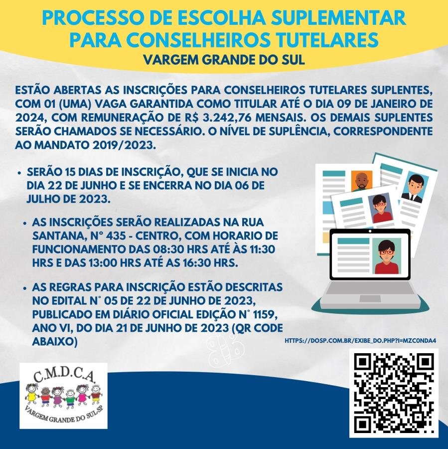 ABERTAS INSCRIÇÕES PARA CONSELHEIROS TUTELARES SUPLÊNCIA 2019/2023