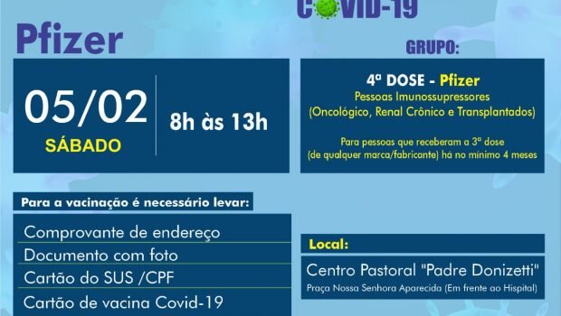 VACINAÇÃO 4ª DOSE DE PFIZER PARA IMUNOSSUPRESSORES