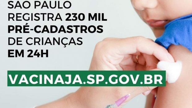PRÉ-CADASTRO PARA VACINAÇÃO DE 05 A 11 ANOS CONTRA COVID-19
