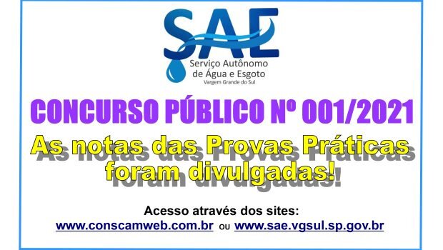AS NOTAS DAS PROVAS PRÁTICAS DO CONCURSO PÚBLICO DO SAE FORAM DIVULGADAS