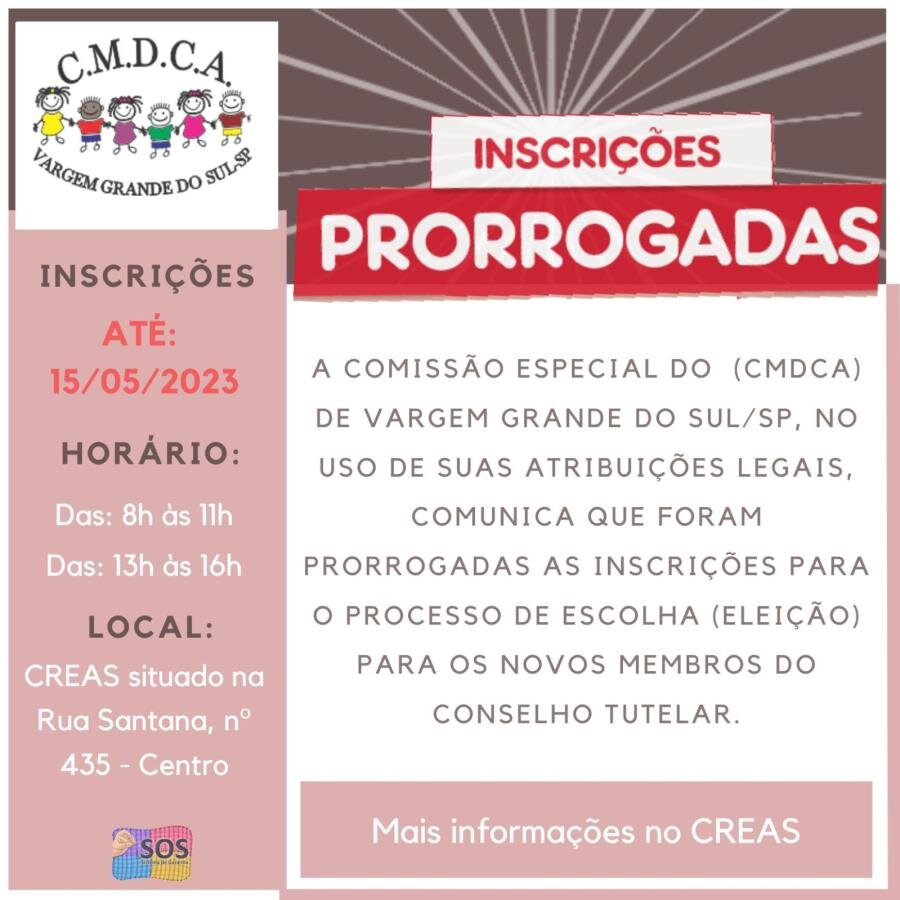 PRORROGADAS AS INSCRIÇÕES PARA CONSELHEIROS TUTELARES
