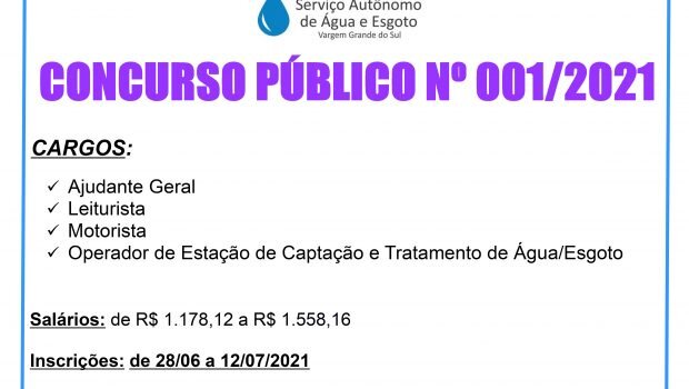 O SAE PUBLICOU EDITAL DE CONCURSO PÚBLICO PARA DIVERSOS CARGOS