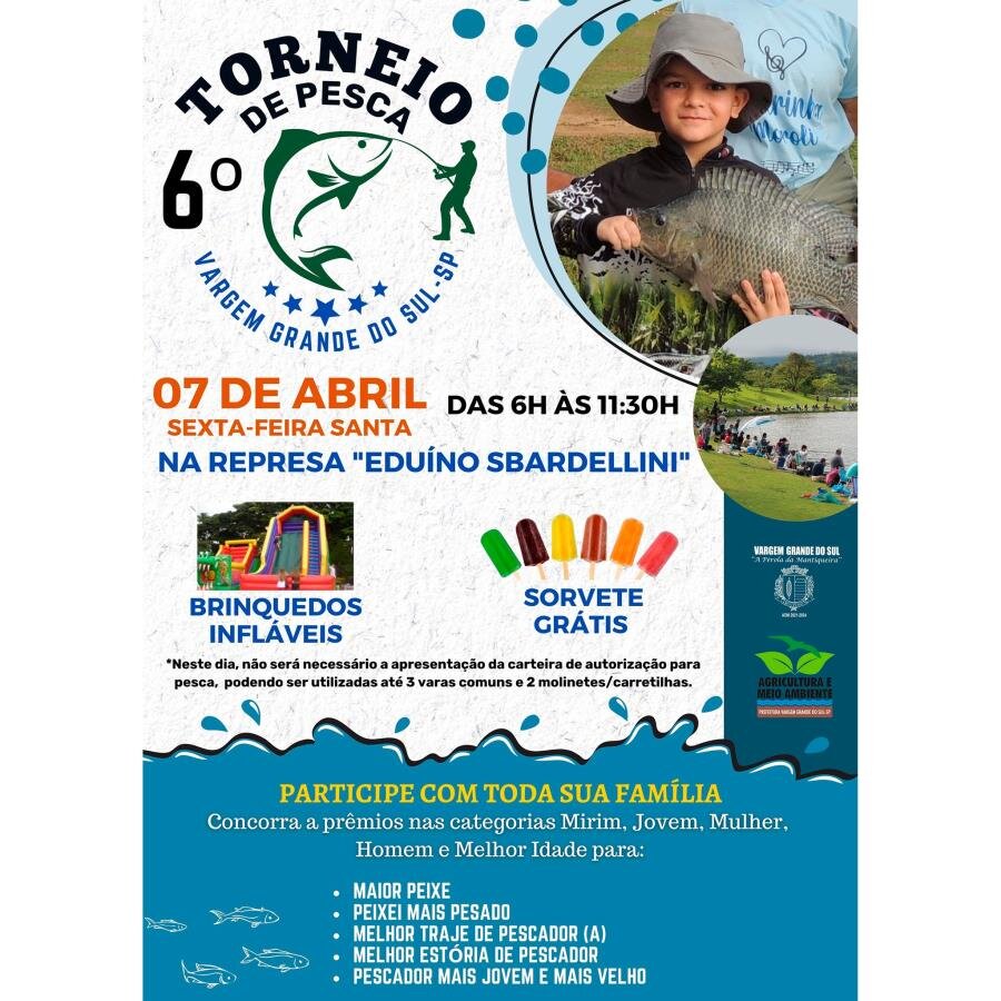 6º TORNEIO DE PESCA É NESTA SEXTA, 07 DE ABRIL