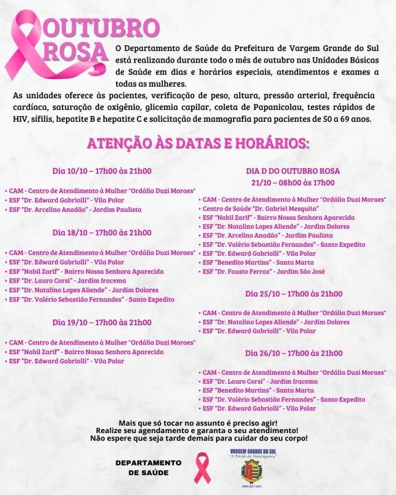 EQUIPES DE SAÚDE REALIZAM CAMPANHA OUTUBRO ROSA
