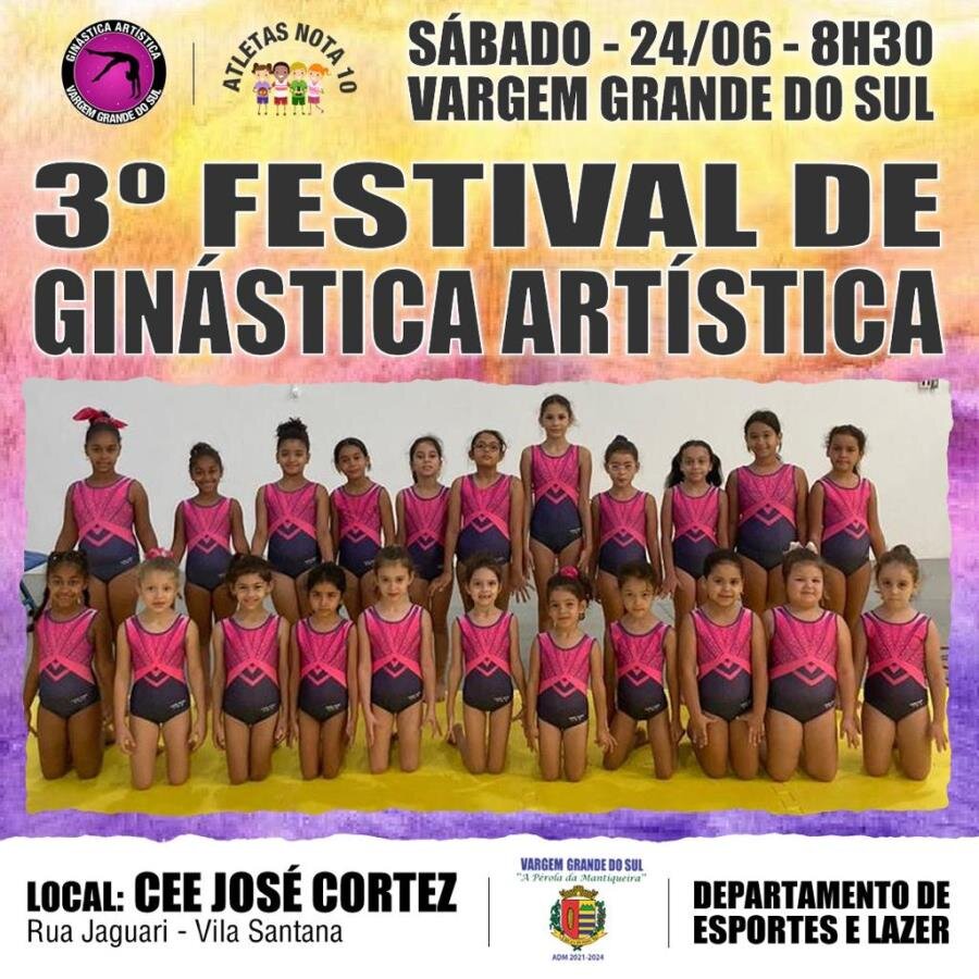 3º FESTIVAL DE GINÁSTICA ARTÍSTICA SERÁ REALIZADO NO PRÓXIMO SÁBADO (24)