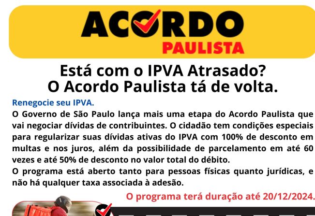 IPVA - OPORTUNIDADE DE REGULARIZAÇÃO DE DÉBITOS 