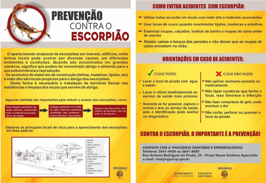 CAMPANHA DE PREVENÇÃO A ACIDENTES COM ESCORPIÕES