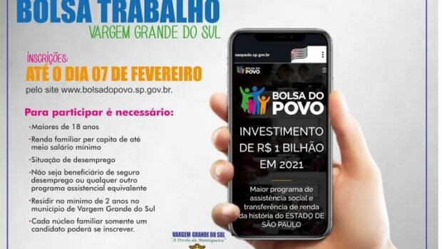 ABERTAS AS INSCRIÇÕES PARA O PROGRAMA BOLSA TRABALHO