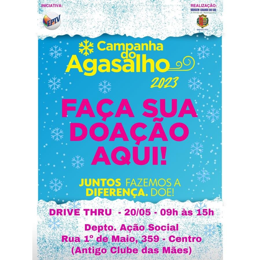 SÁBADO (20) TEM DRIVE THRU PARA ARRECADAÇÃO DE AGASALHOS E COBERTORES