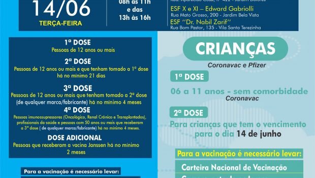 AMANHÃ TEM VACINAÇÃO CONTRA A COVID-19 E GRIPE!