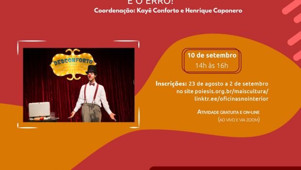 INSCRIÇÕES JÁ ESTÃO ABERTAS PARA A PALESTRA: O PALHAÇO, A EXPECTATIVA E O ERRO!
