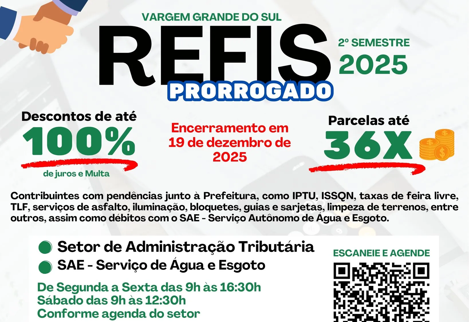 REFIS 2025 SEGUE ATÉ 19 DE DEZEMBRO 